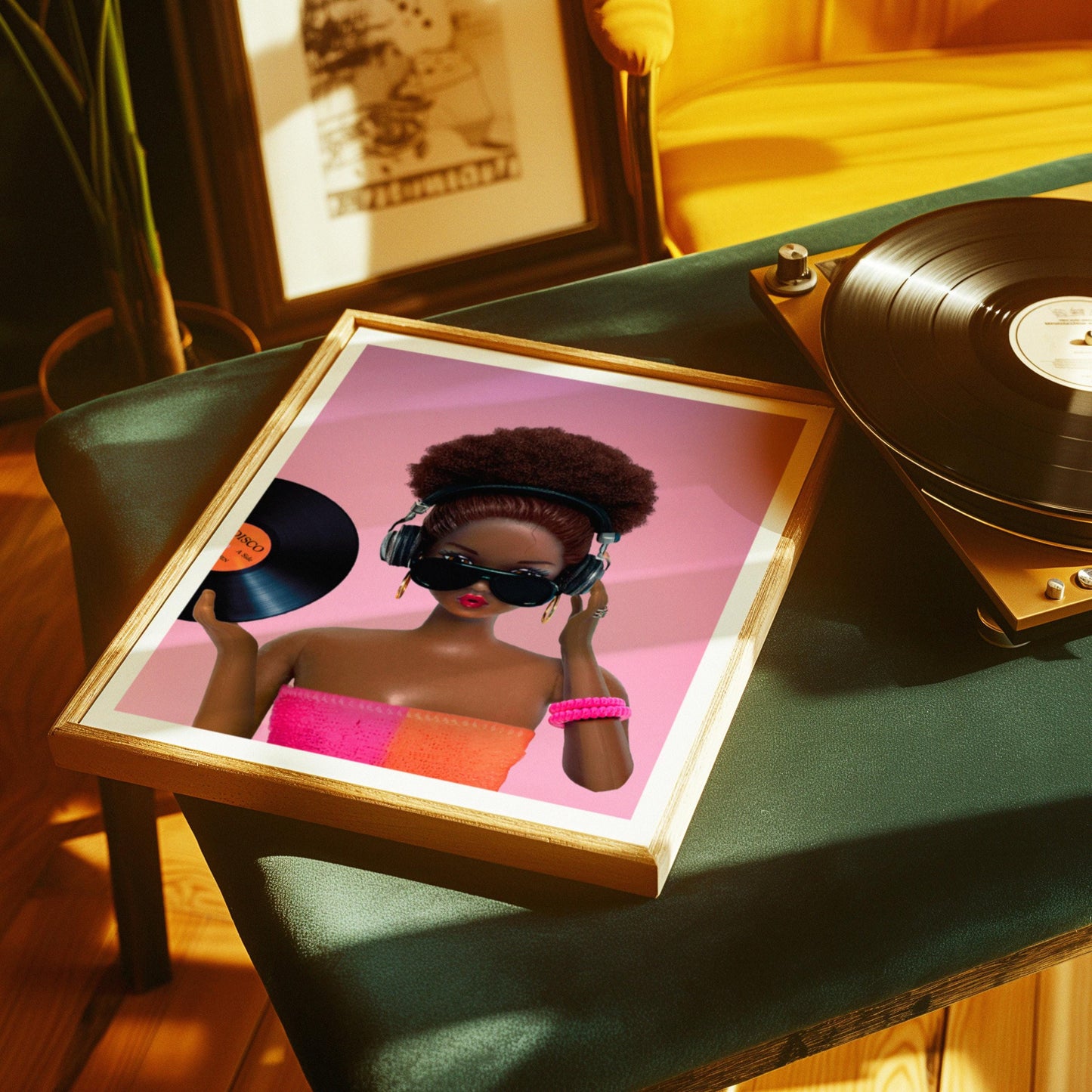 Funny DJ Doll Poster Download, Vinyl Wall Art, Retro Wall Print Digital, Retro Wall Art, Pink Doll Art, Girly Art, Fashion Decoration Girl