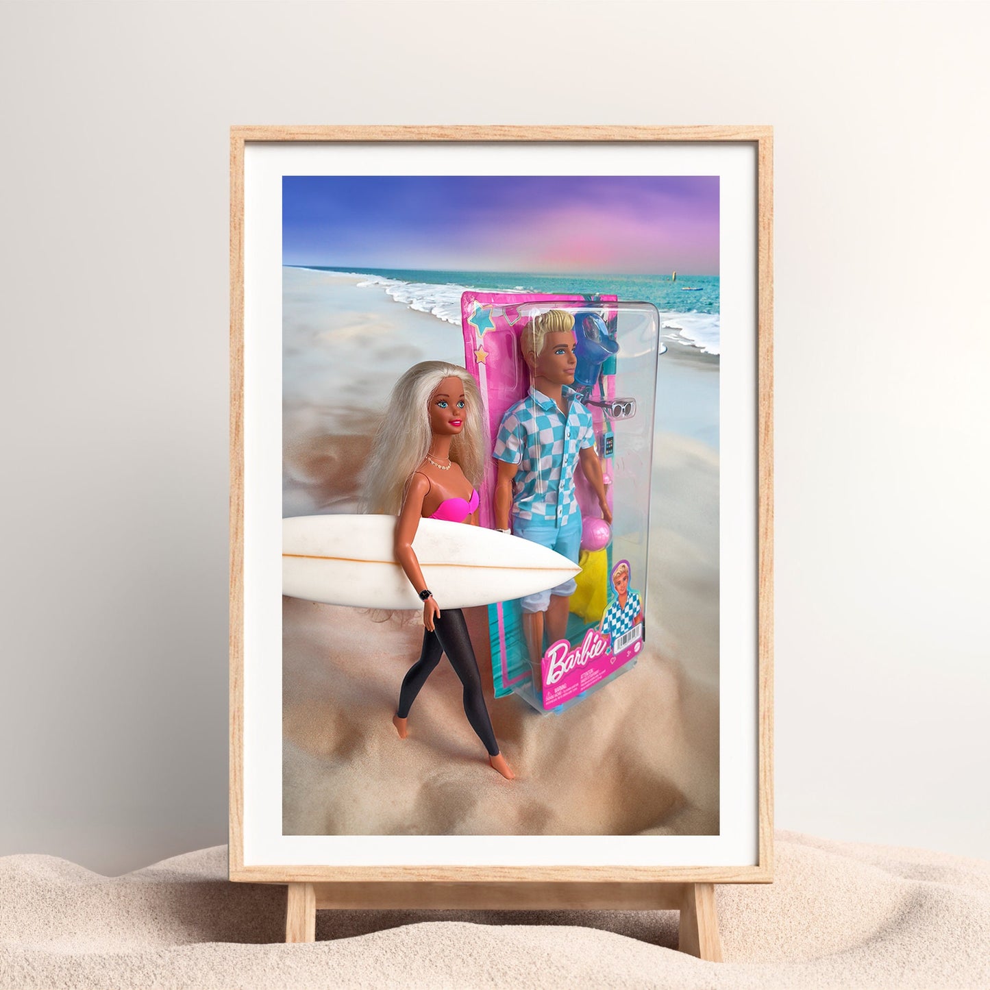 Couples Poster, Surfing Adventure, Printable Wall art Digital Download, Doll Art Print, for kids and teens,Retro Modern gift