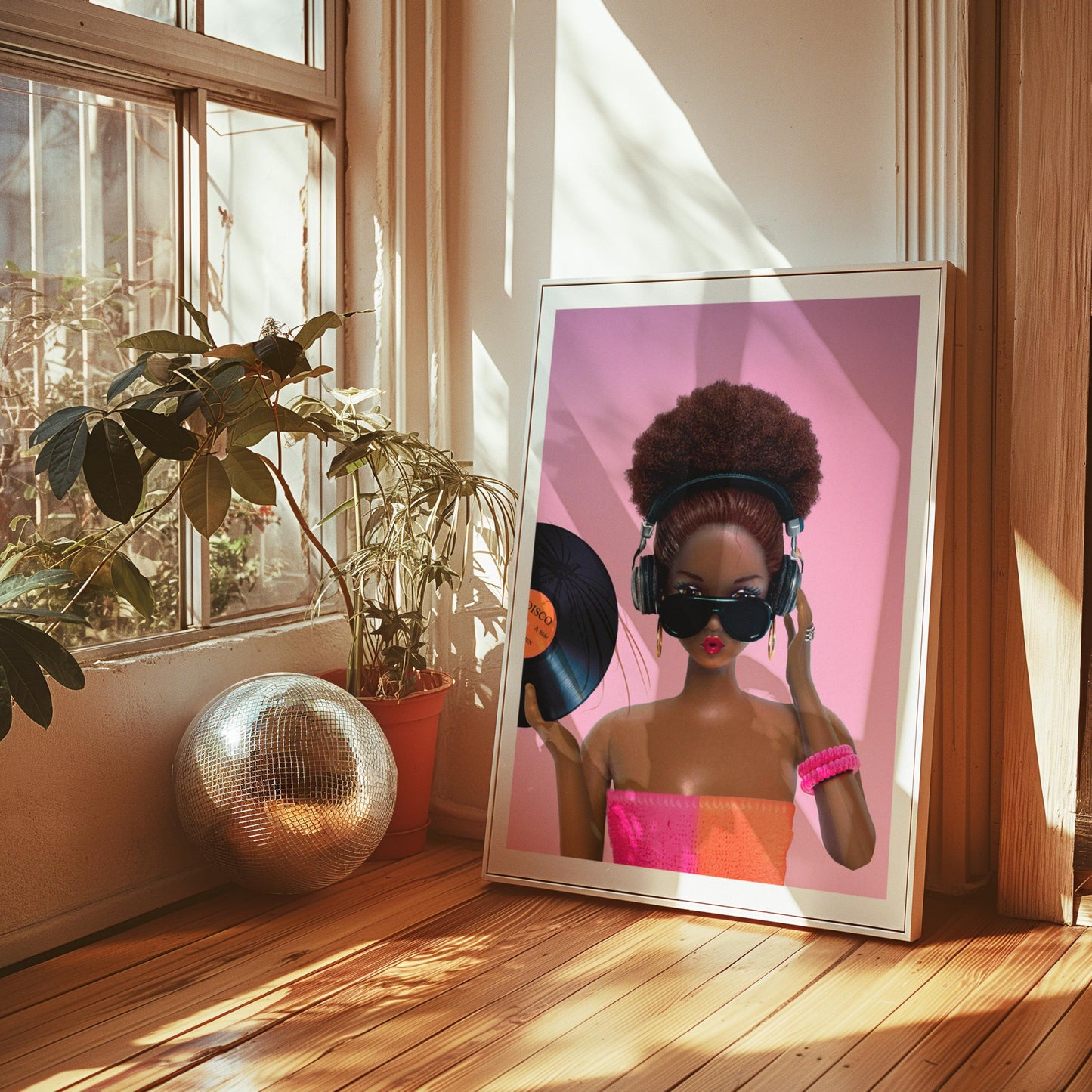 Funny DJ Doll Poster Download, Vinyl Wall Art, Retro Wall Print Digital, Retro Wall Art, Pink Doll Art, Girly Art, Fashion Decoration Girl