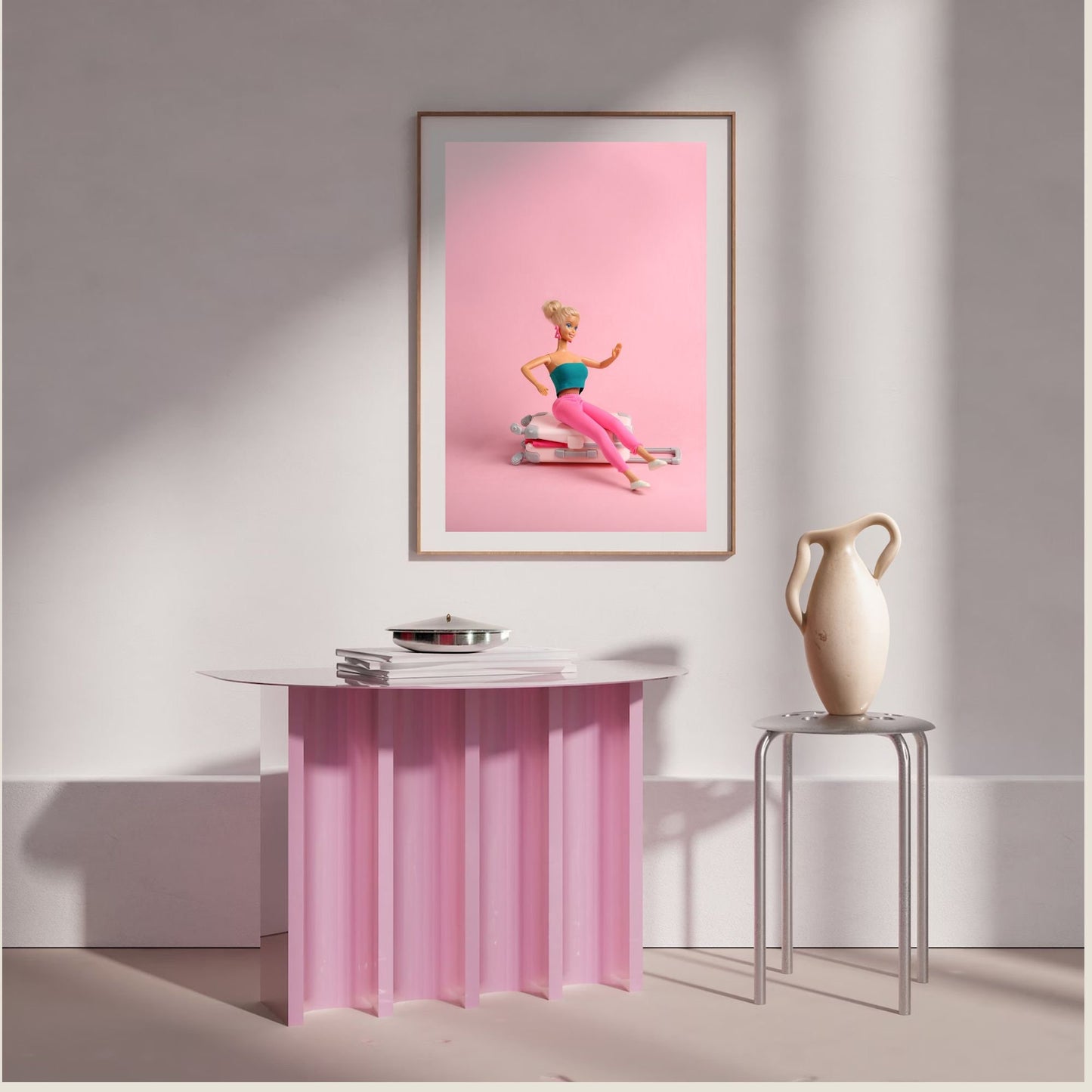 Vacay Bae Poster, Pink Art, Retro Wall Print Digital Download, Pink Print, Holiday Vacation Doll Art, Girly Art, Edgy, Modern gift