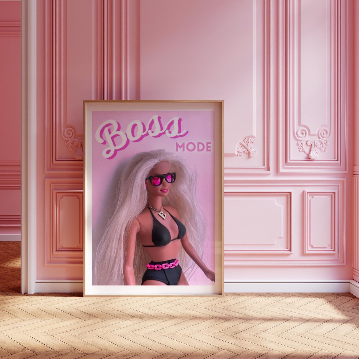 Boss Babe Poster, Doll Art, Retro Wall Print Digital Download, Pink Print, Bikini Doll Art, Girly Art, Edgy, Modern gift