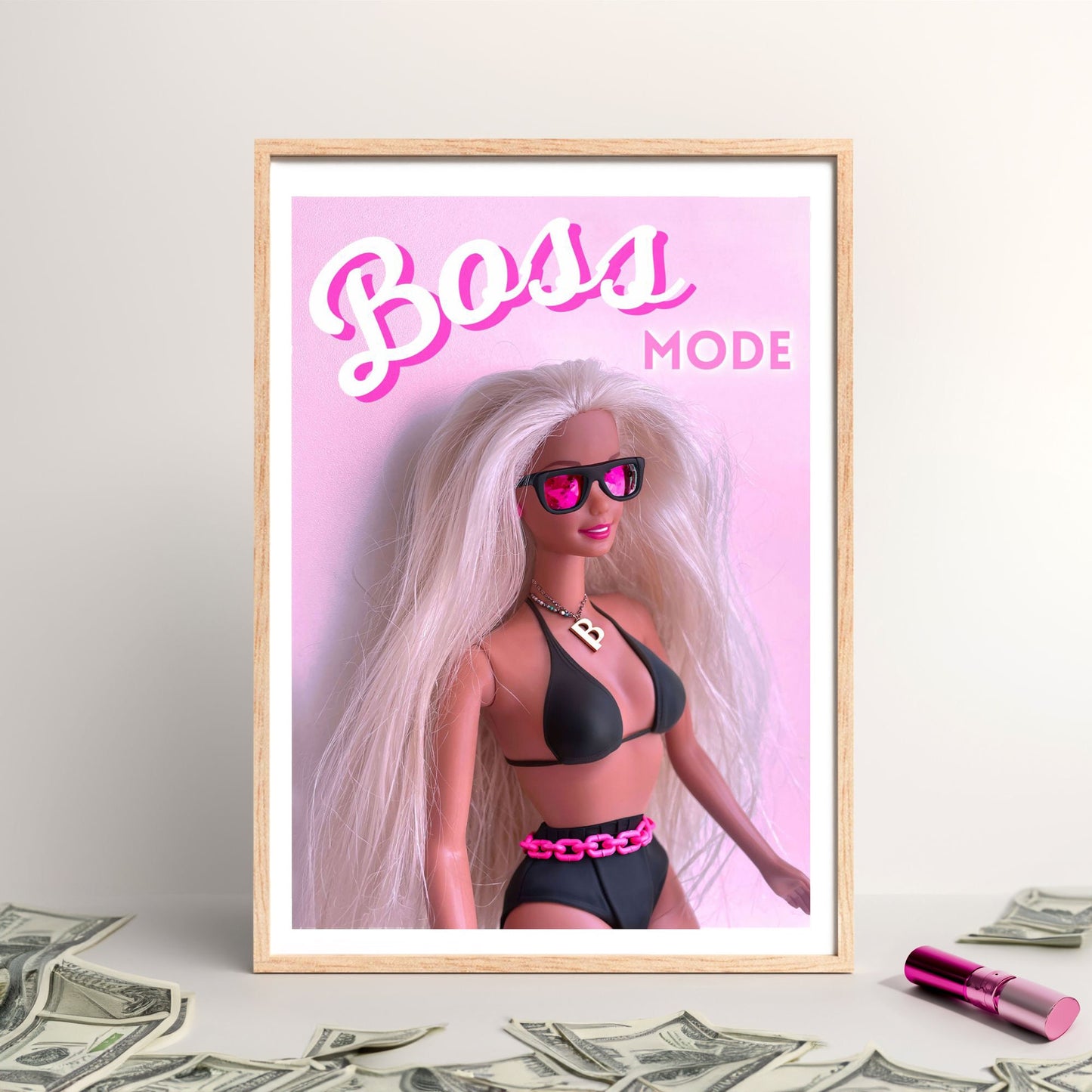 Boss Babe Poster, Doll Art, Retro Wall Print Digital Download, Pink Print, Bikini Doll Art, Girly Art, Edgy, Modern gift