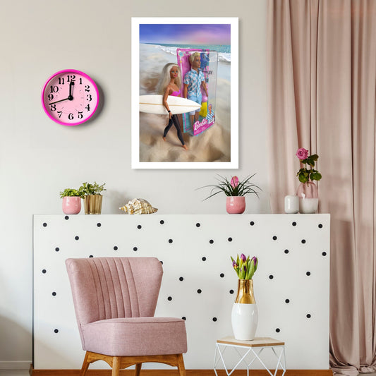 Couples Poster, Surfing Adventure, Printable Wall art Digital Download, Doll Art Print, for kids and teens,Retro Modern gift